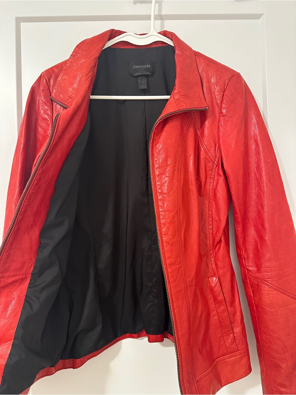 Vintage Danier Red Leather Moto Jacket Size XS Women’s - Picture 13 of 14